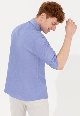 Erkek Saks Uzun Kollu Basic Gömlek - 50254188052