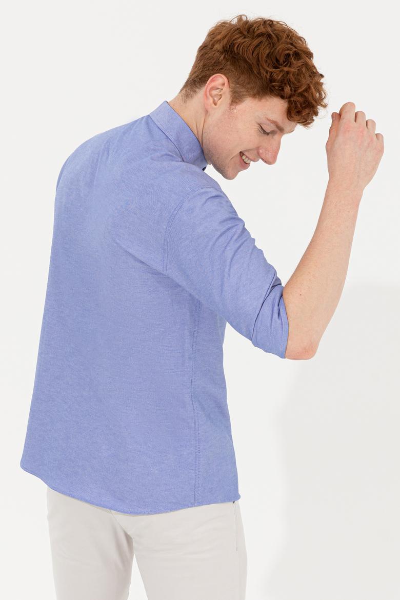 Erkek Saks Uzun Kollu Basic Gömlek - 50254188052