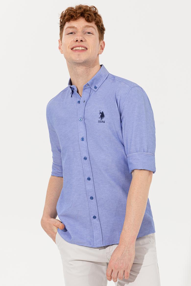 Erkek Saks Uzun Kollu Basic Gömlek - 50254188052