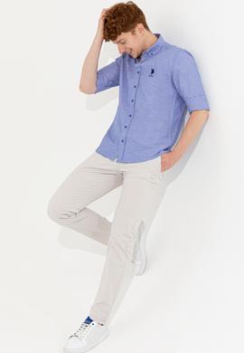 Erkek Saks Uzun Kollu Basic Gömlek - 50254188052