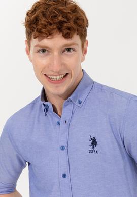 Erkek Saks Uzun Kollu Basic Gömlek - 50254188052