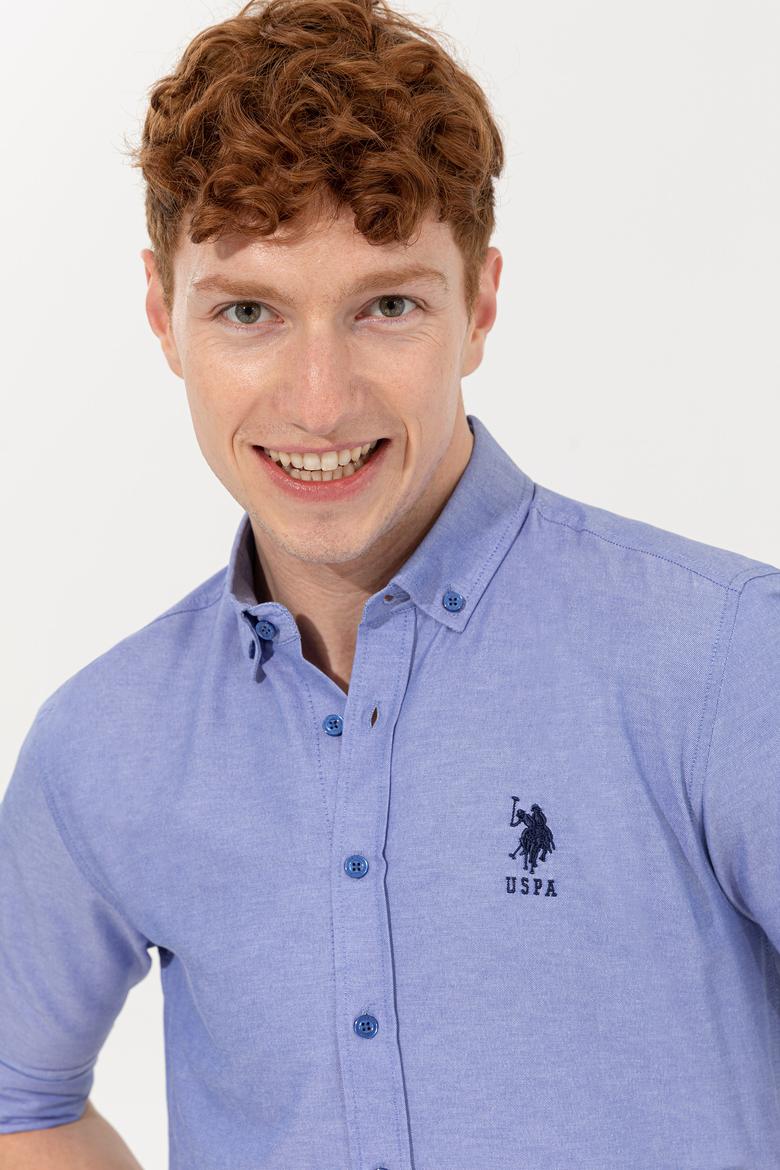 Erkek Saks Uzun Kollu Basic Gömlek - 50254188052