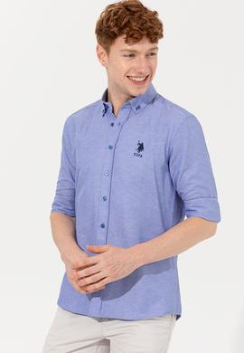 Erkek Saks Uzun Kollu Basic Gömlek - 50254188052