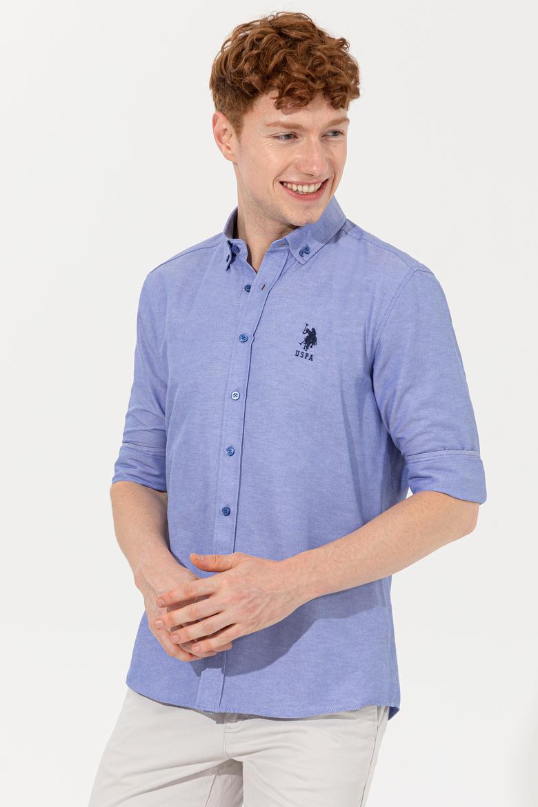 Erkek Saks Uzun Kollu Basic Gömlek - 50254188052