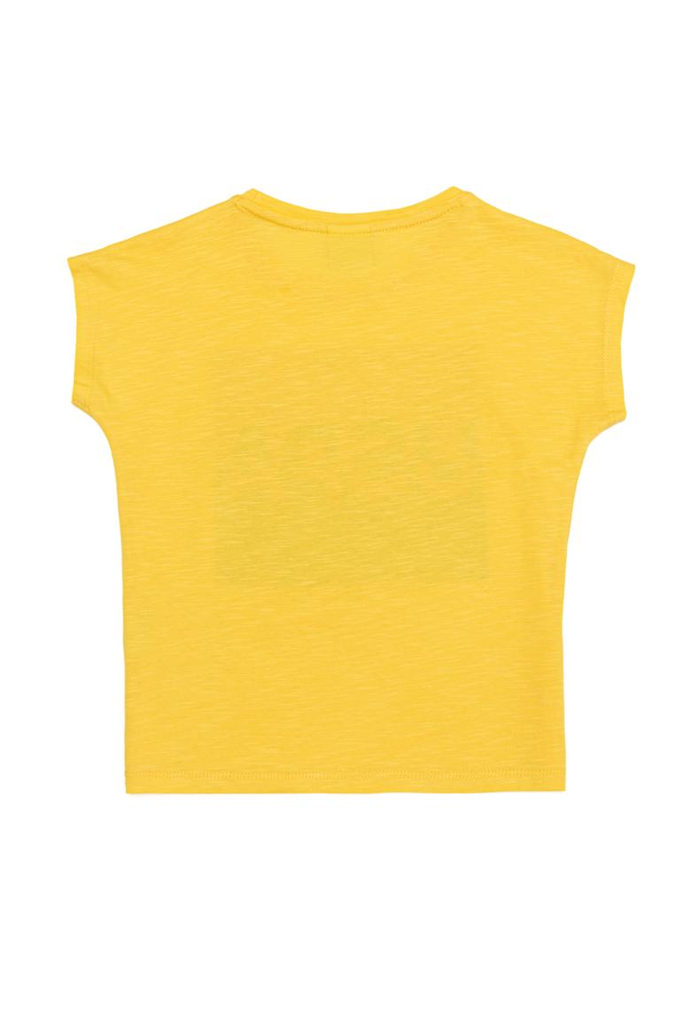 Kız Çocuk Açık Sarı Bisiklet Yaka Tişört - 50252289002