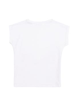 Kız Çocuk Beyaz Bisiklet Yaka Tişört - 50252289013