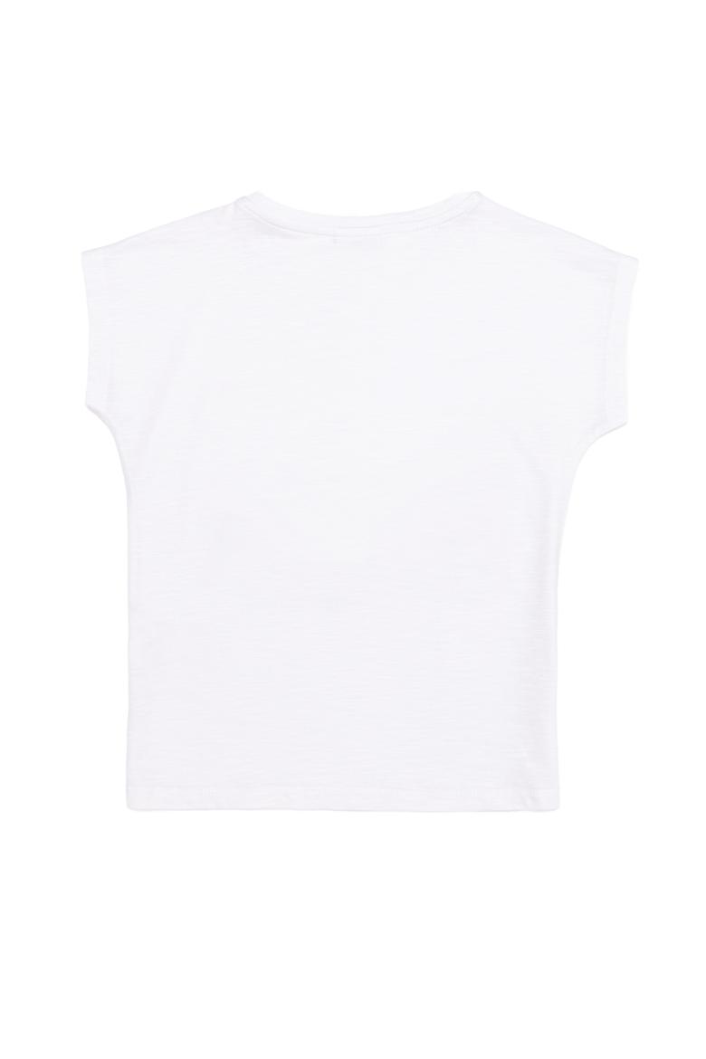 Kız Çocuk Beyaz Bisiklet Yaka Tişört - 50252289013