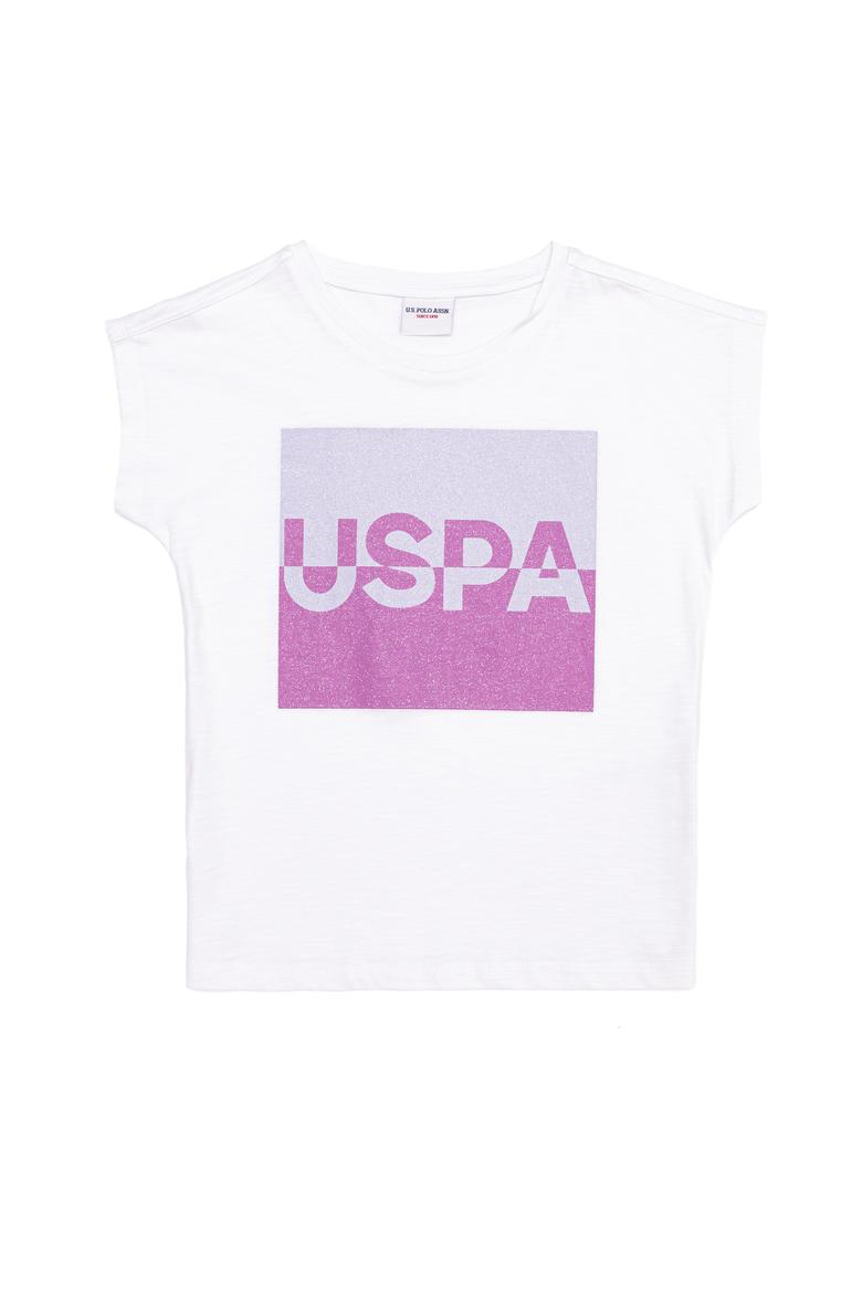 Kız Çocuk Beyaz Bisiklet Yaka Tişört