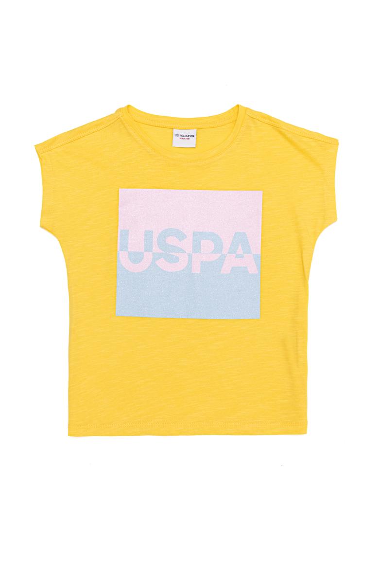 Kız Çocuk Açık Sarı Bisiklet Yaka Tişört