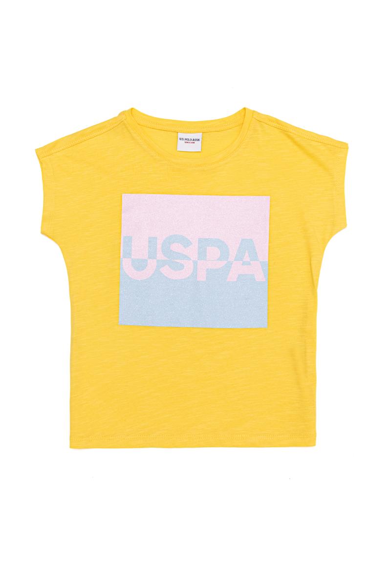 Kız Çocuk Açık Sarı Bisiklet Yaka Tişört