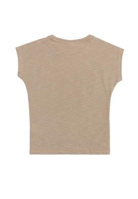 Kız Çocuk Haki Bisiklet Yaka Tişört - 50252289024