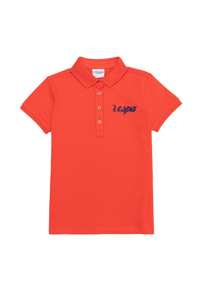 Kız Çocuk Kırmızı Basic Polo Yaka Tişört