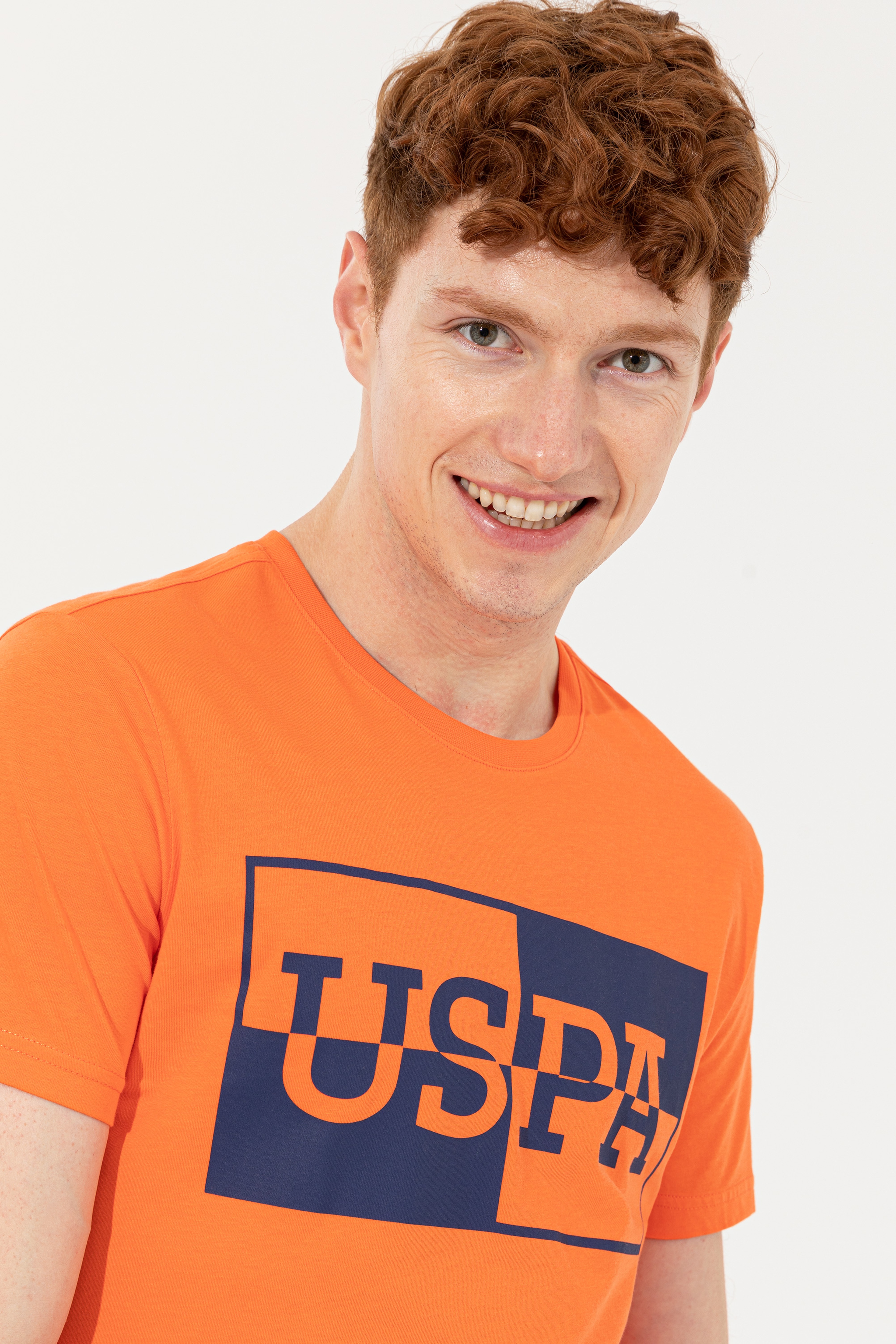 Erkek Turuncu Bisiklet Yaka T-Shirt - Image 2