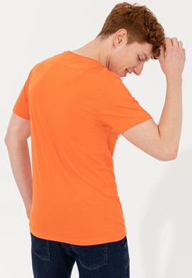 Erkek Turuncu Bisiklet Yaka T-Shirt - 50247339192