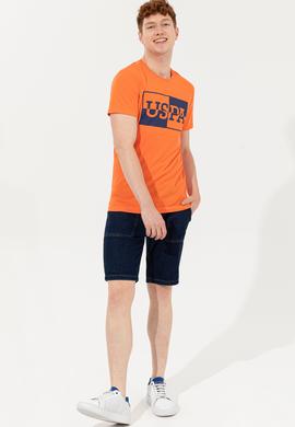 Erkek Turuncu Bisiklet Yaka T-Shirt - 50247339192