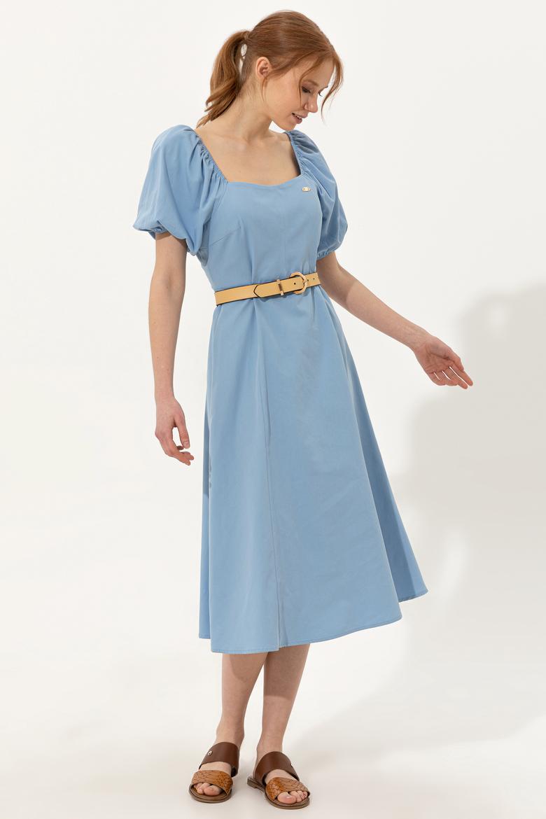 Kadın Mavi Dokuma Elbise - 50249539014