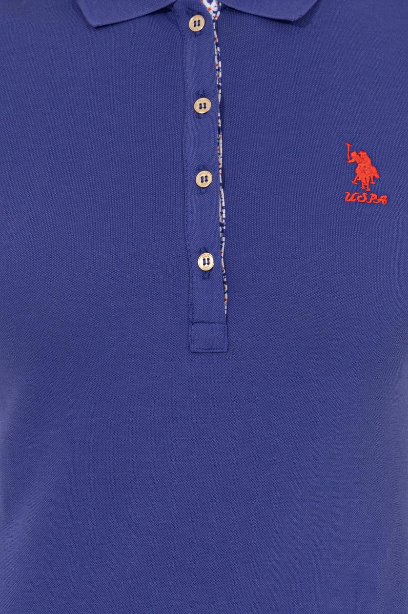 Kadın Mavi Basic Polo Yaka Tişört