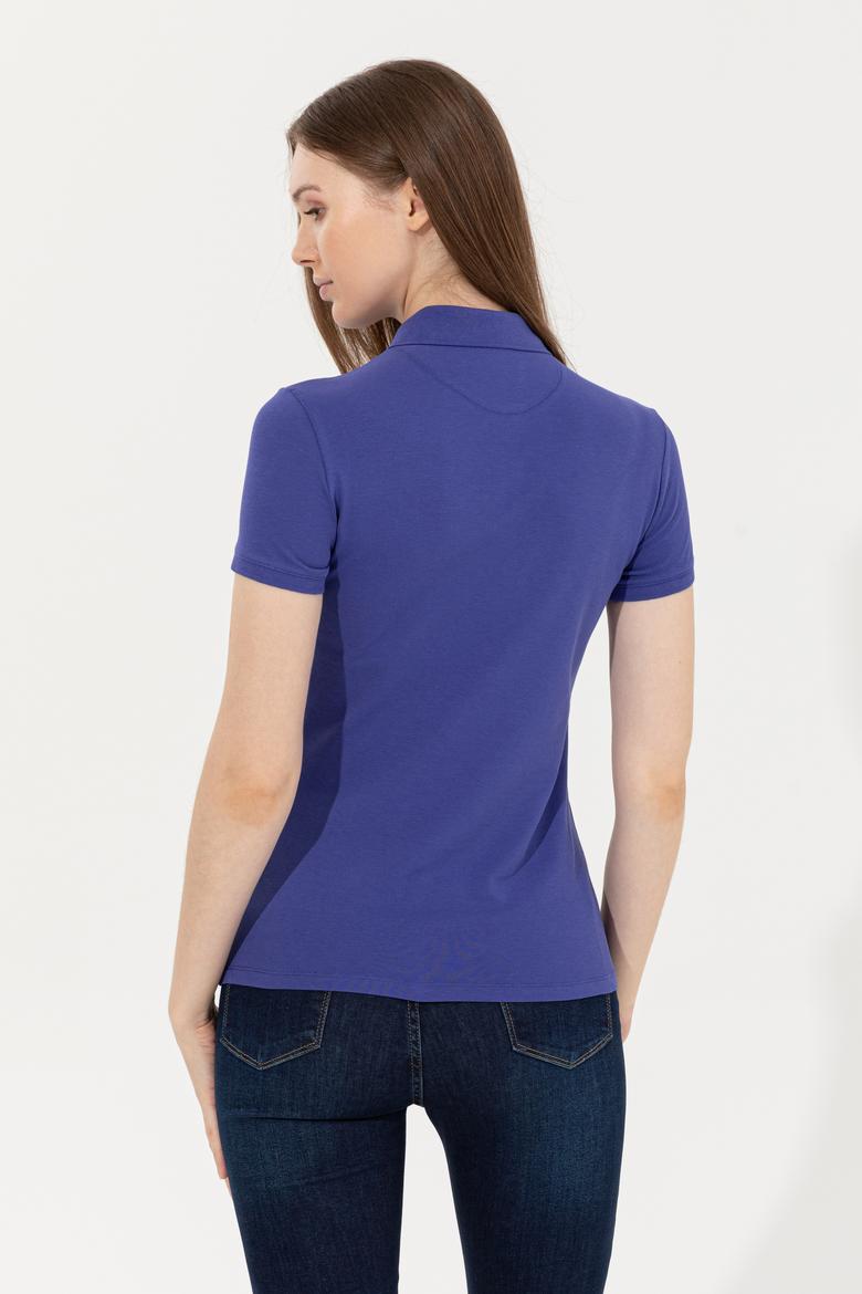 Kadın Mavi Basic Polo Yaka Tişört - 50246287093