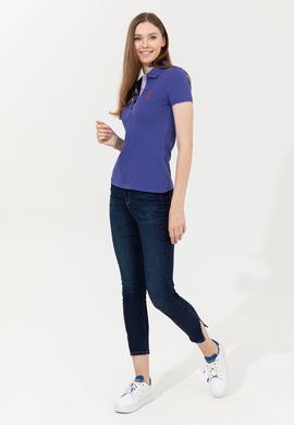 Kadın Mavi Basic Polo Yaka Tişört - 50246287093