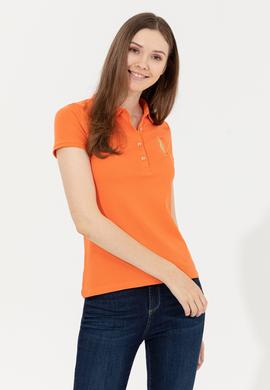 Kadın Turuncu Basic Polo Yaka Tişört - 50246278046