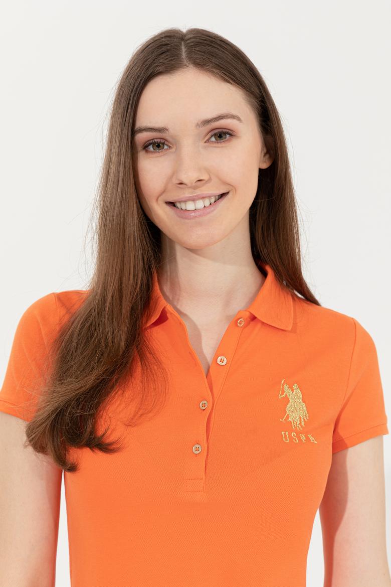 Kadın Turuncu Basic Polo Yaka Tişört - 50246278046