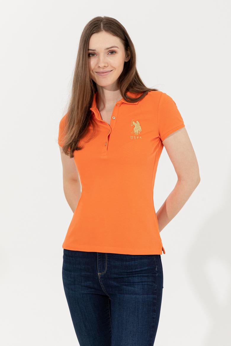 Kadın Turuncu Basic Polo Yaka Tişört