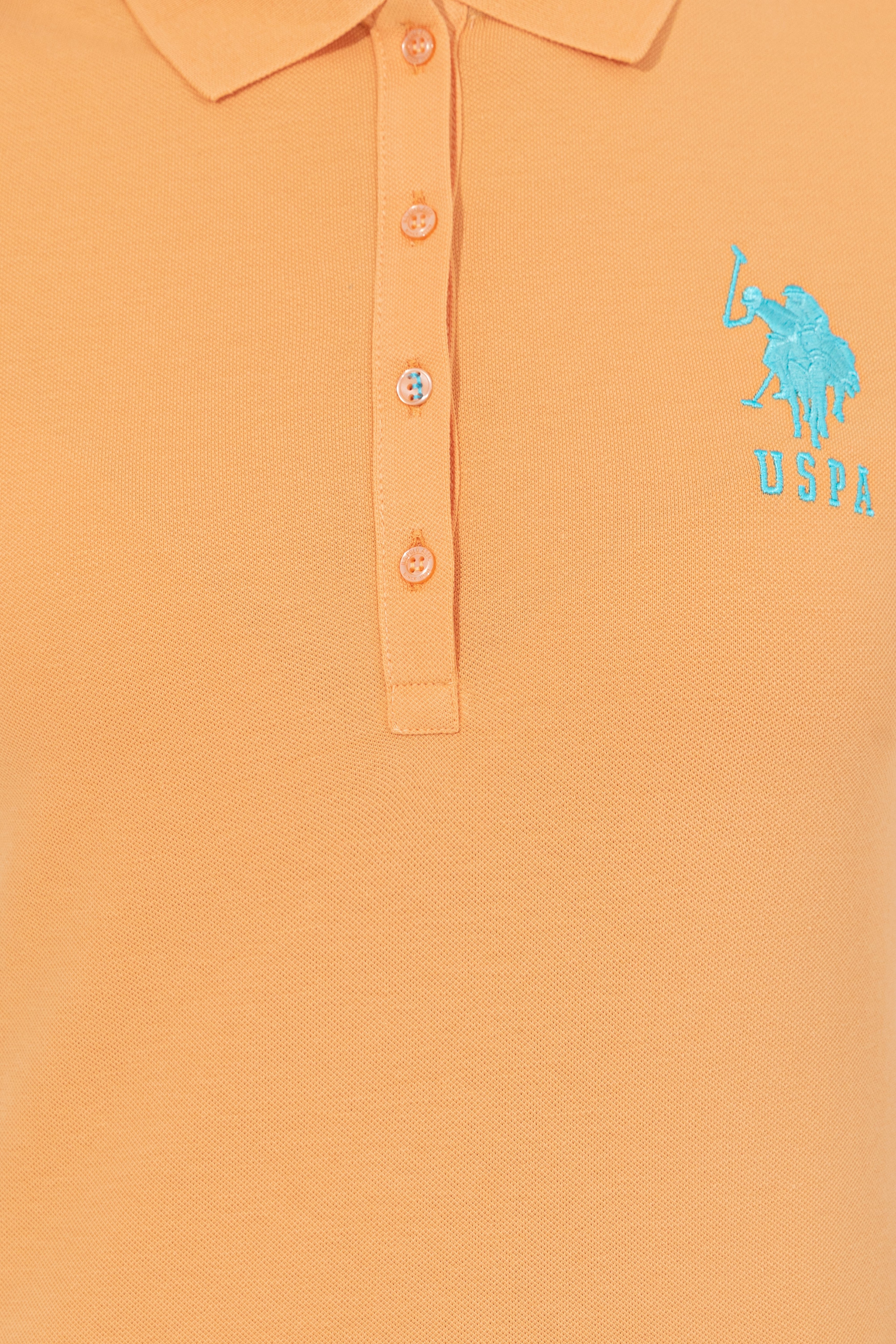 Kadın Turuncu Basic Polo Yaka Tişört - Image 6