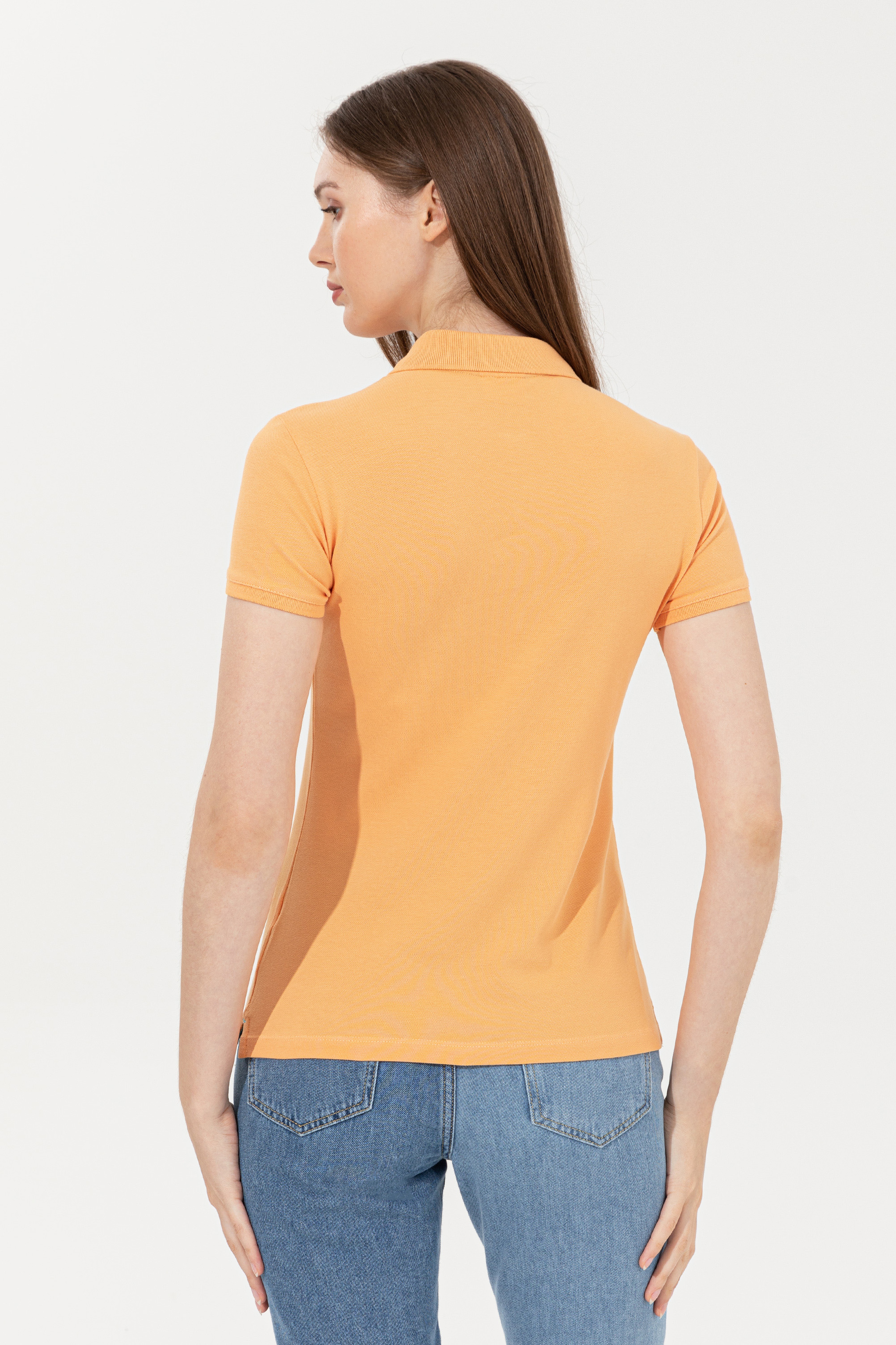 Kadın Turuncu Basic Polo Yaka Tişört