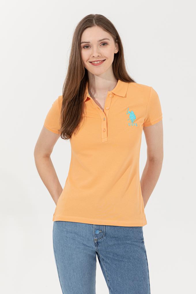 Kadın Turuncu Basic Polo Yaka Tişört