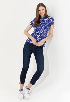 Kadın Mavi Polo Yaka Tişört - 50248980022