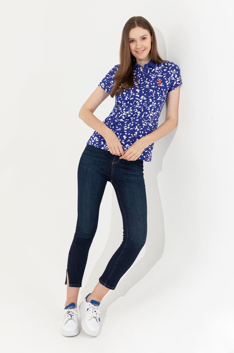 Kadın Mavi Polo Yaka Tişört