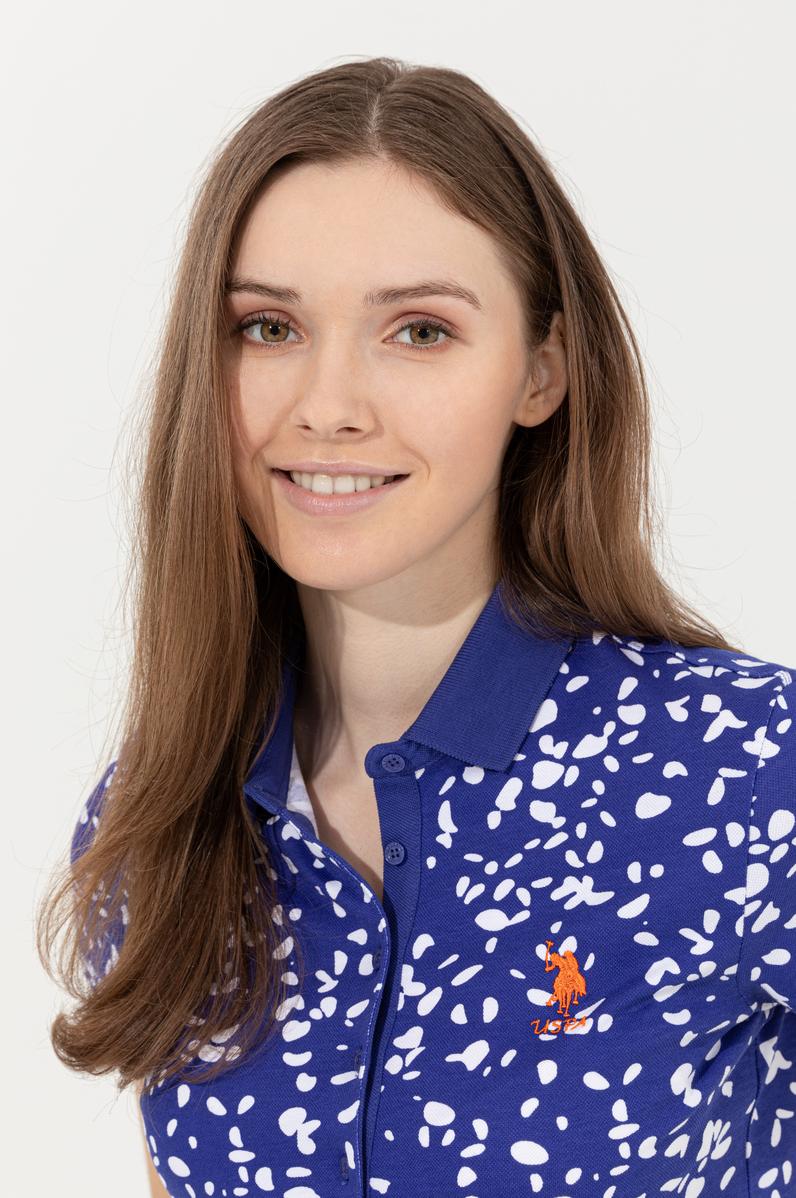 Kadın Mavi Polo Yaka Tişört