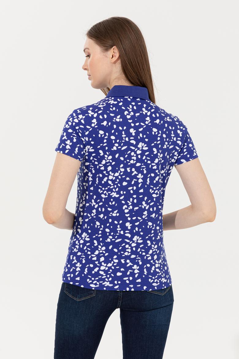 Kadın Mavi Polo Yaka Tişört - 50248980022