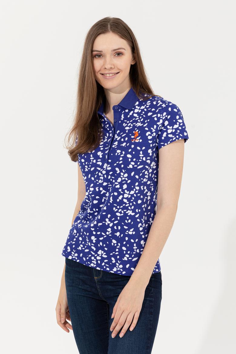 Kadın Mavi Polo Yaka Tişört - 50248980022