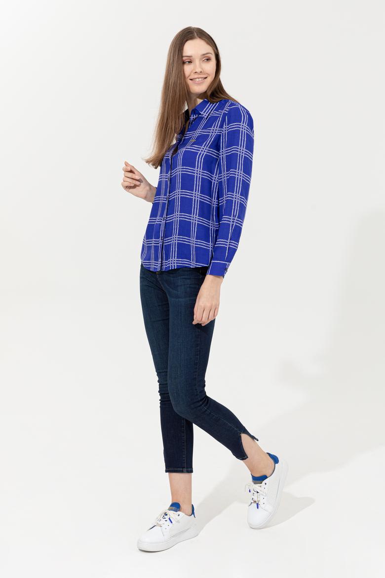 Kadın Mavi Uzun Kollu Gömlek - 50246551004