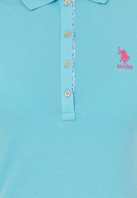 Kadın Turkuaz Basic Polo Yaka Tişört - 50246287158