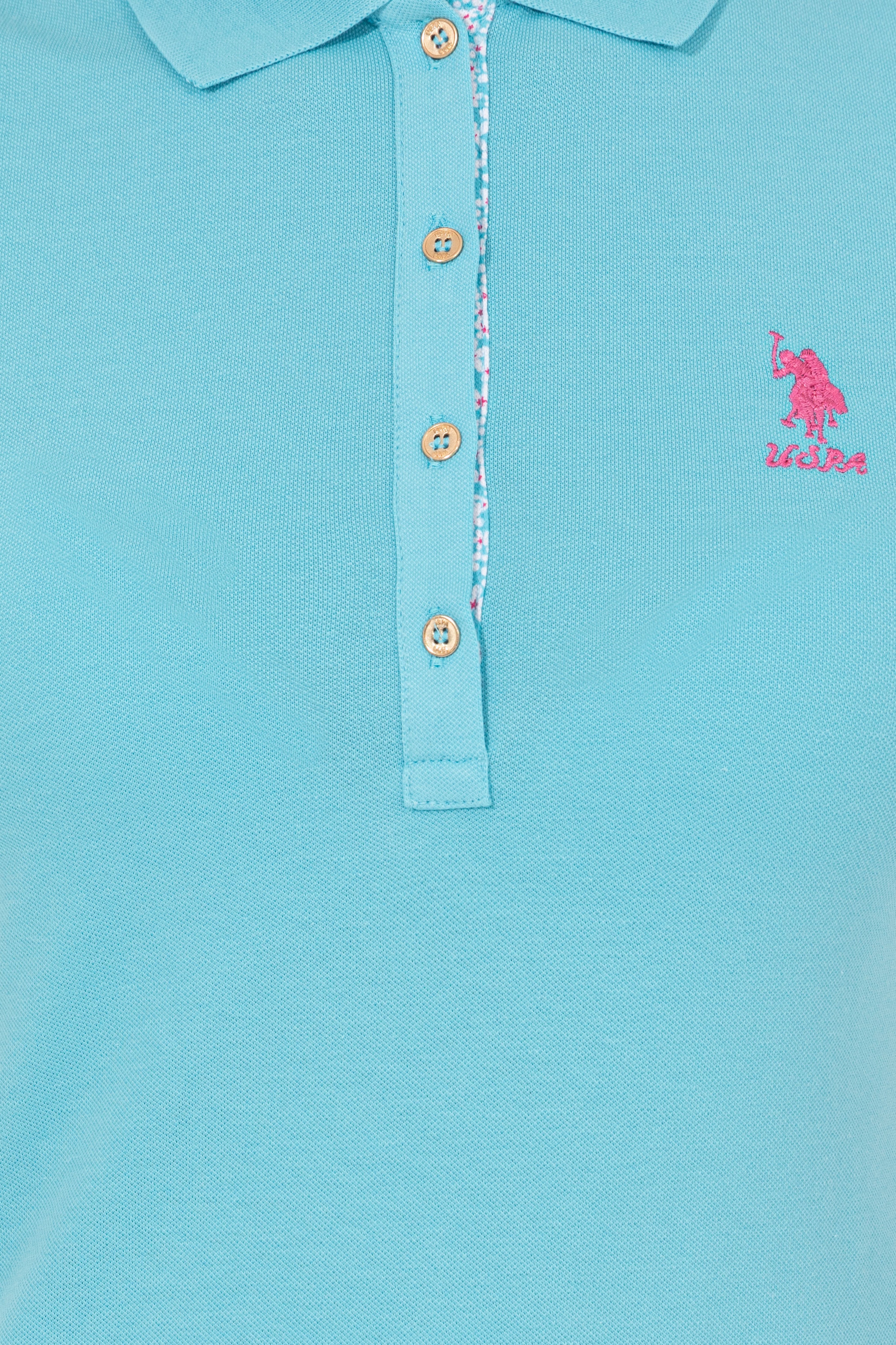 Kadın Turkuaz Basic Polo Yaka Tişört - Image 6