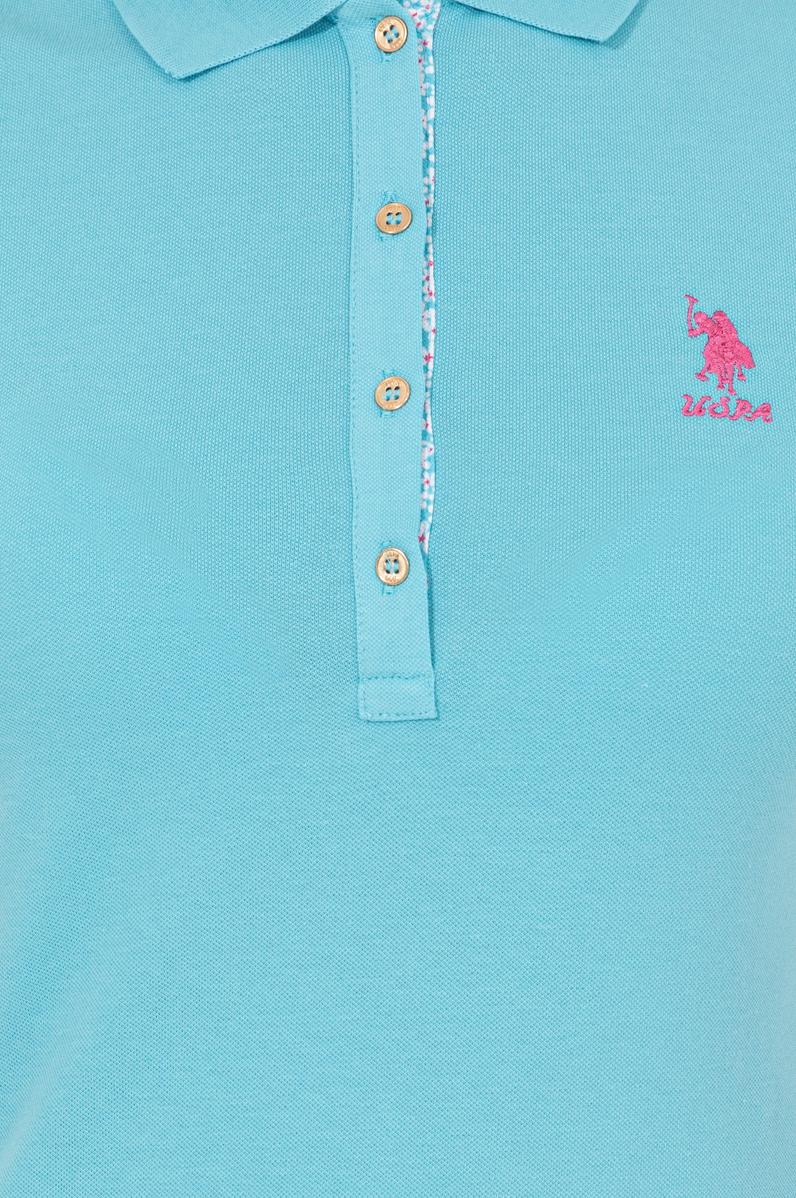 Kadın Turkuaz Basic Polo Yaka Tişört