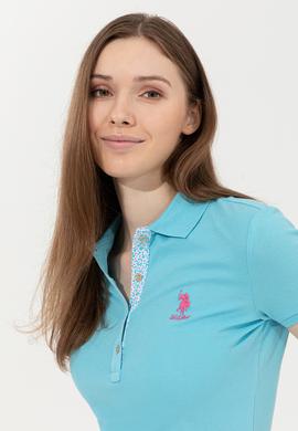 Kadın Turkuaz Basic Polo Yaka Tişört - 50246287158