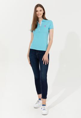 Kadın Turkuaz Basic Polo Yaka Tişört - 50246287158