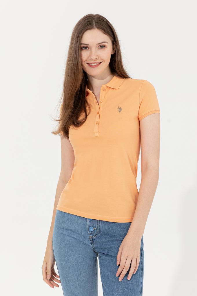 Kadın Turuncu Basic Polo Yaka Tişört