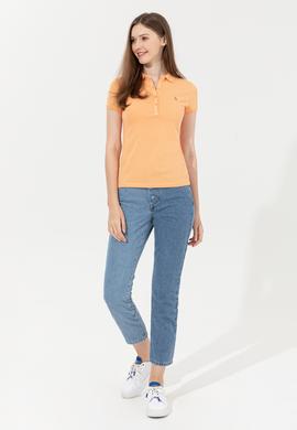 Kadın Turuncu Basic Polo Yaka Tişört - 50246272214