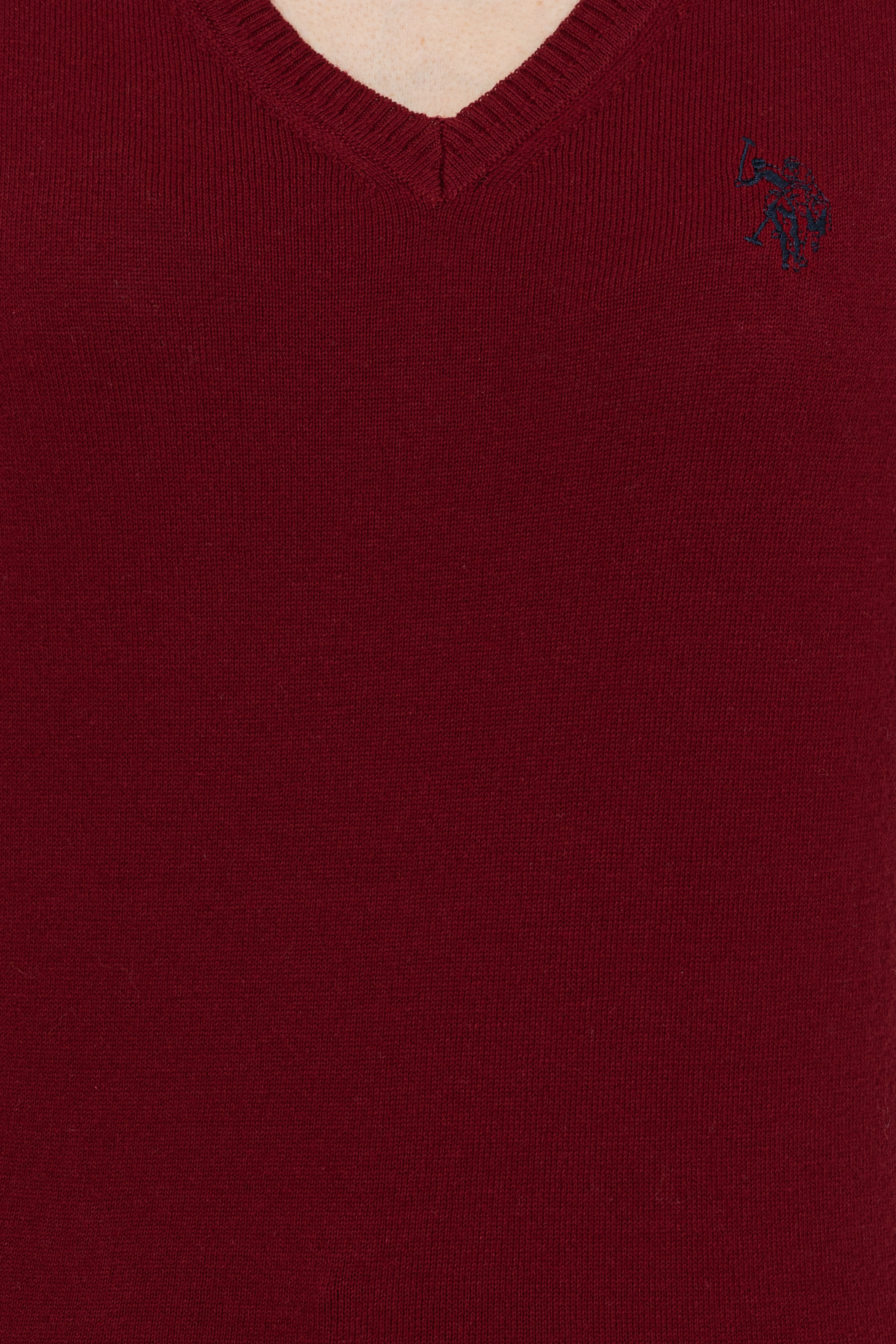 Kadın Bordo Basic V - Yaka Kazak - Image 6