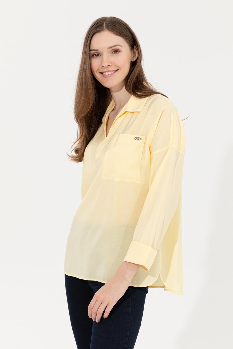 Kadın Açık Sarı Uzun Kollu Gömlek