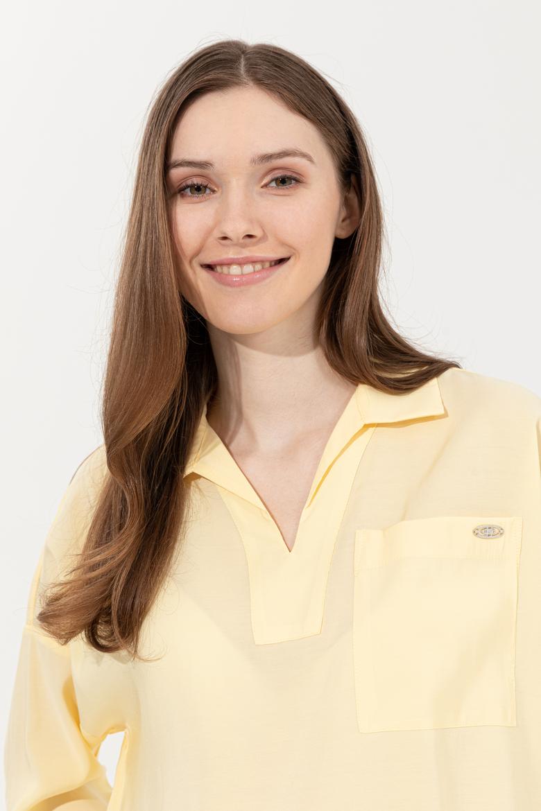 Kadın Açık Sarı Uzun Kollu Gömlek - 50247456038