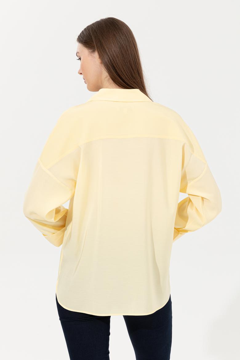 Kadın Açık Sarı Uzun Kollu Gömlek - 50247456038