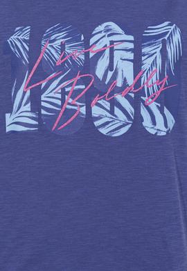 Kadın Mavi Bisiklet Yaka Crop Tişört - 50249011012