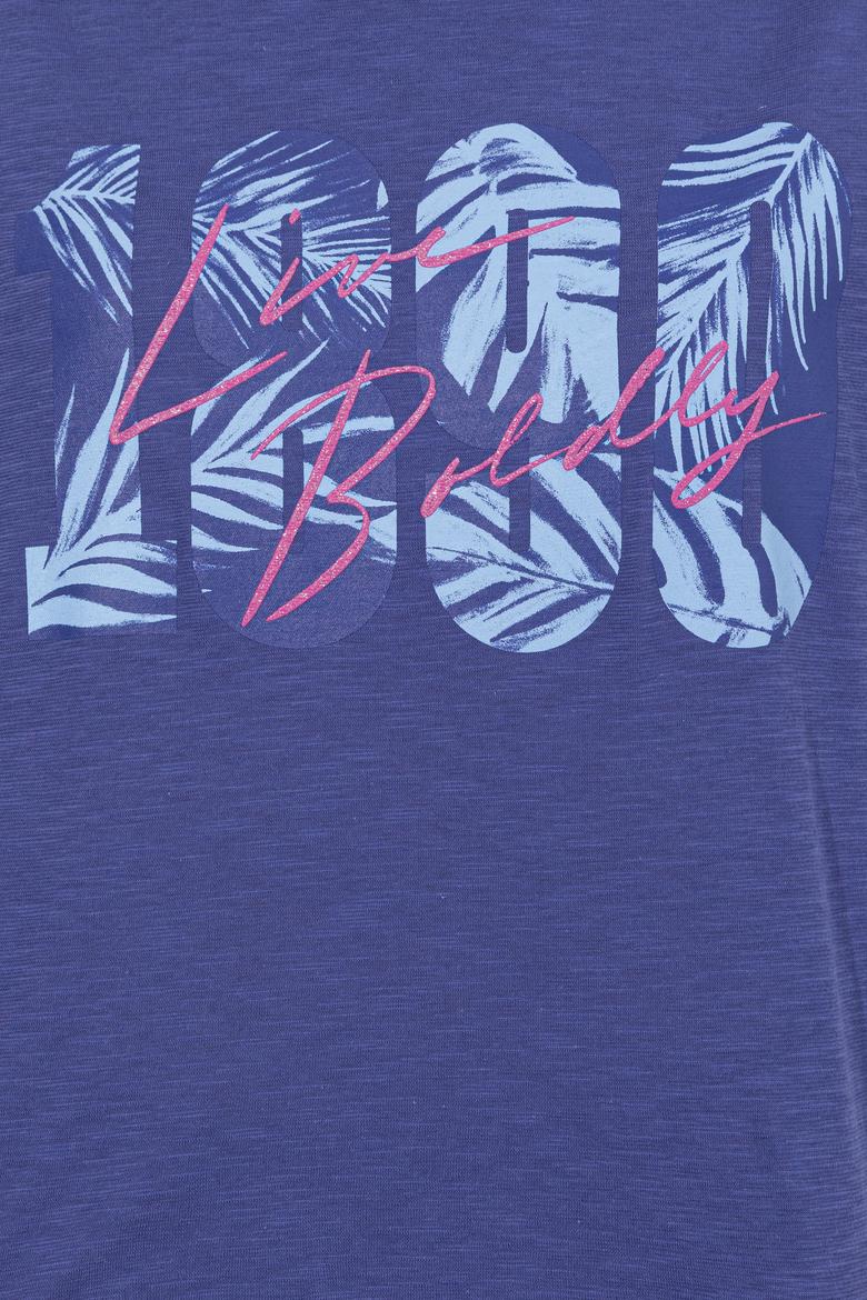 Kadın Mavi Bisiklet Yaka Crop Tişört - 50249011012