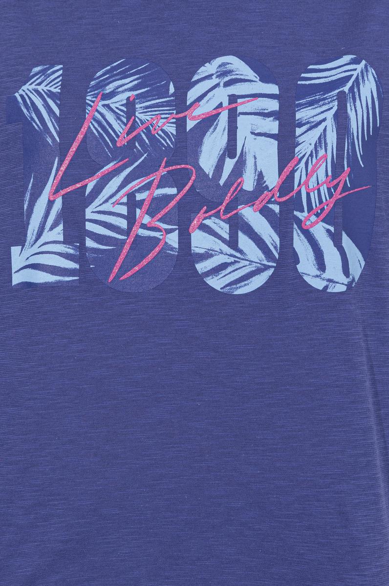 Kadın Mavi Bisiklet Yaka Crop Tişört