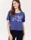 Kadın Mavi Bisiklet Yaka Crop Tişört